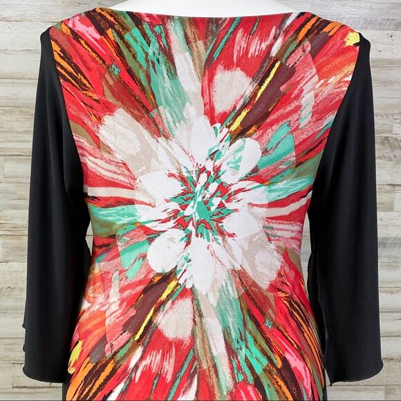 Fenn Wright Manson Floral Dress Womens Size 12 Black Coral Vibrant Shift - Picture 9 of 13